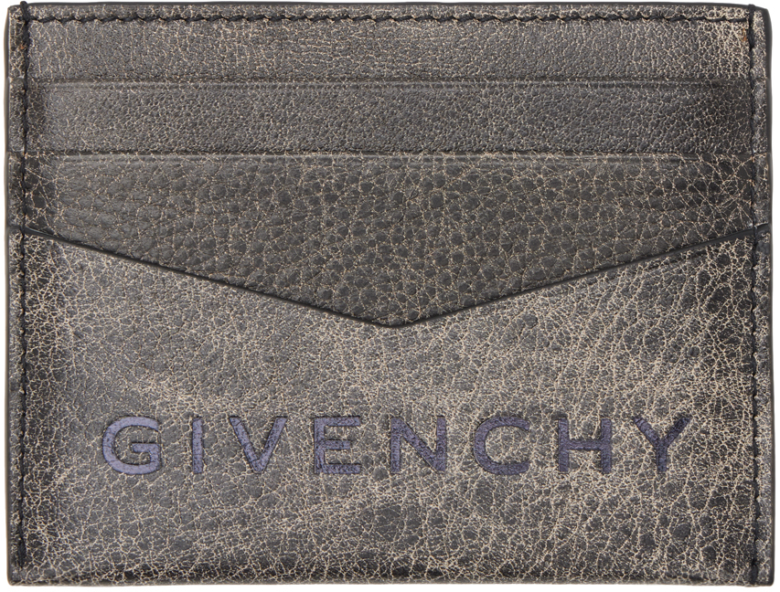 Givenchy Black Embossed Card Holder In 002-black/grey