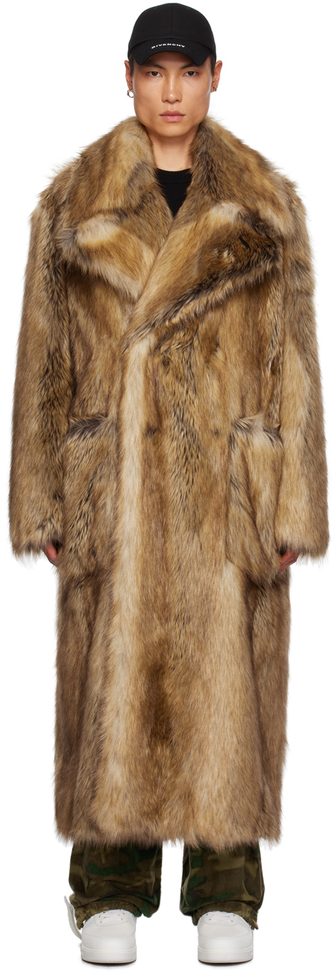 Pioner Ekspedient forræderi Givenchy: Beige Double-Breasted Faux-Fur Coat | SSENSE