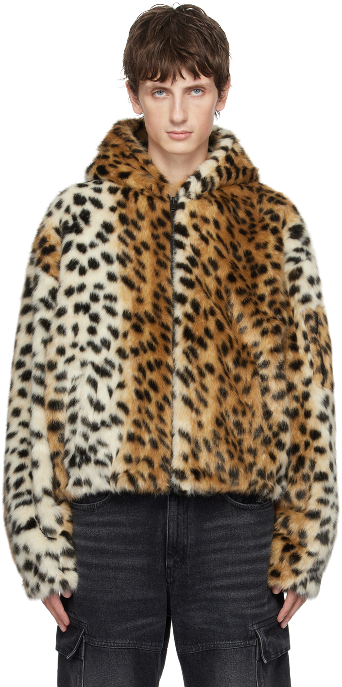 Givenchy: Beige Leopard Faux-Fur Jacket | SSENSE