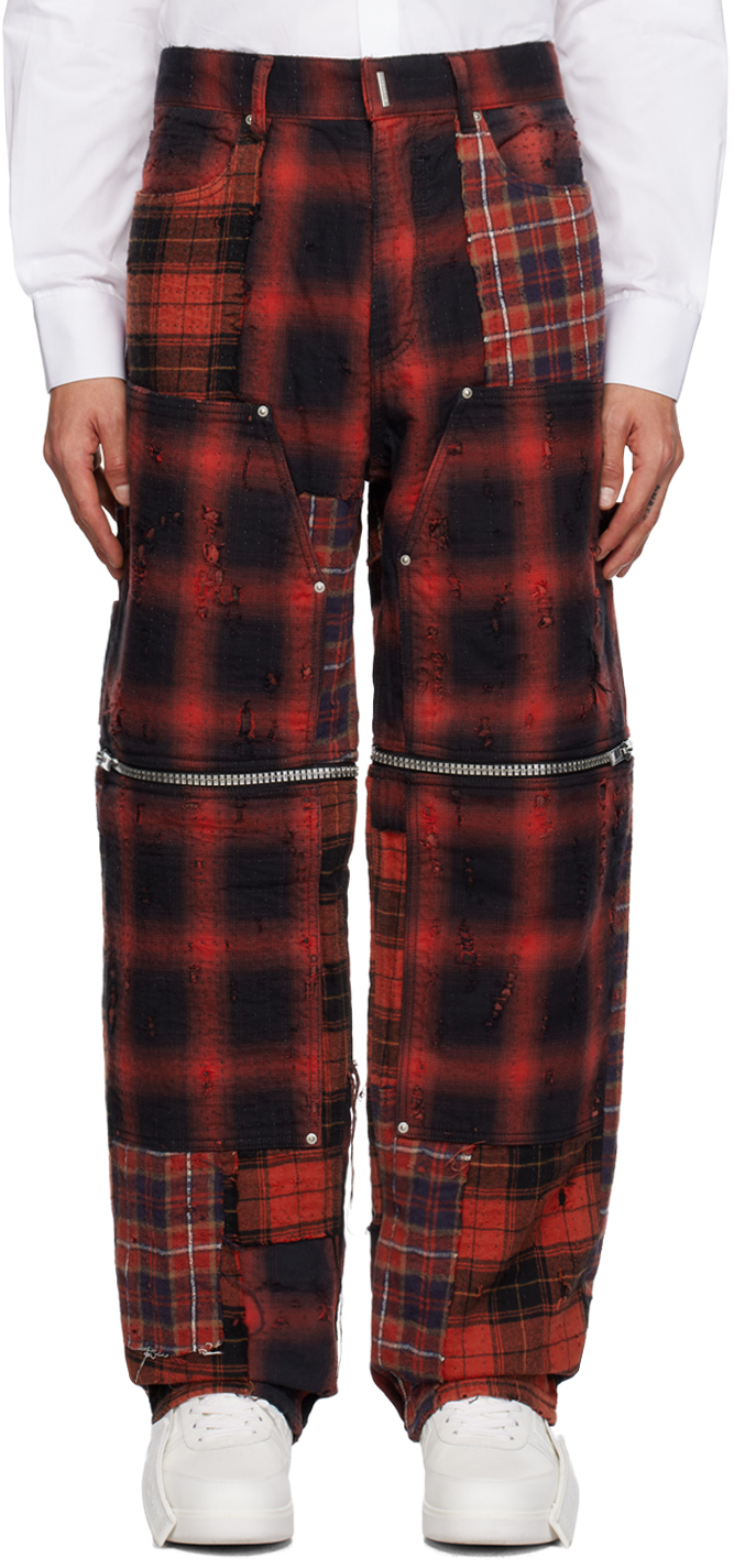 Givenchy Red & Black Two-in-one Trousers In 009-black/red