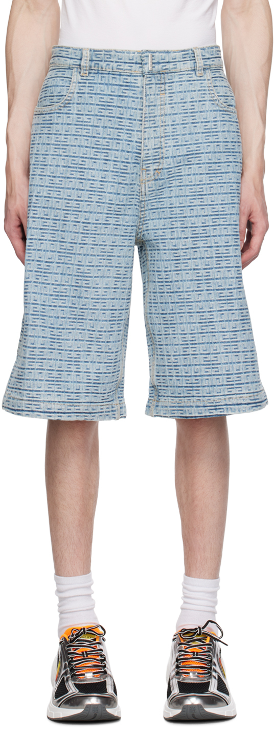 Givenchy: Blue 4G Denim Shorts | SSENSE
