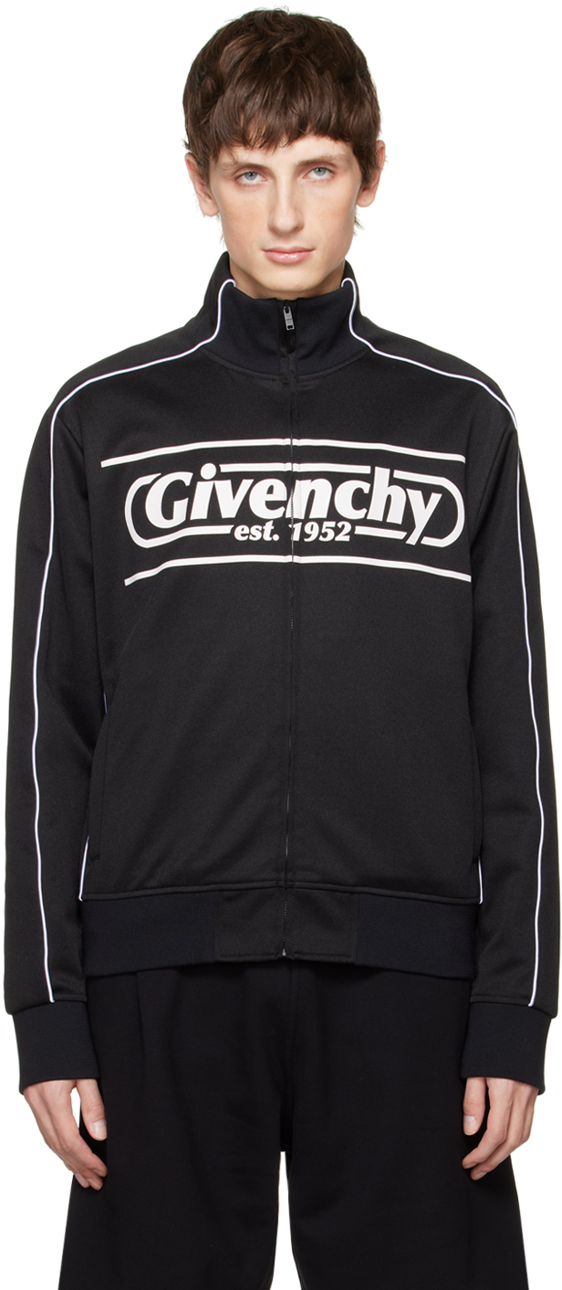 Givenchy Black Piped Track Jacket In 001-black