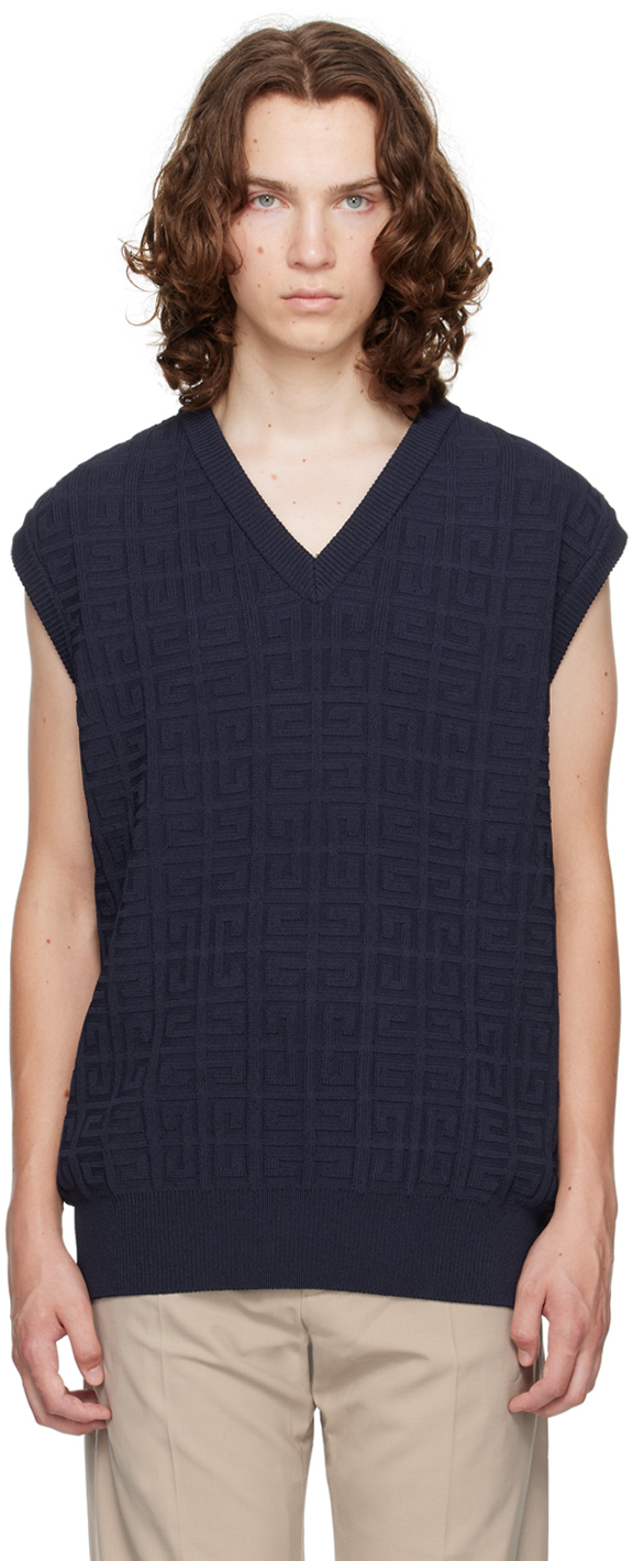 GIVENCHY NAVY TEXTURED VEST