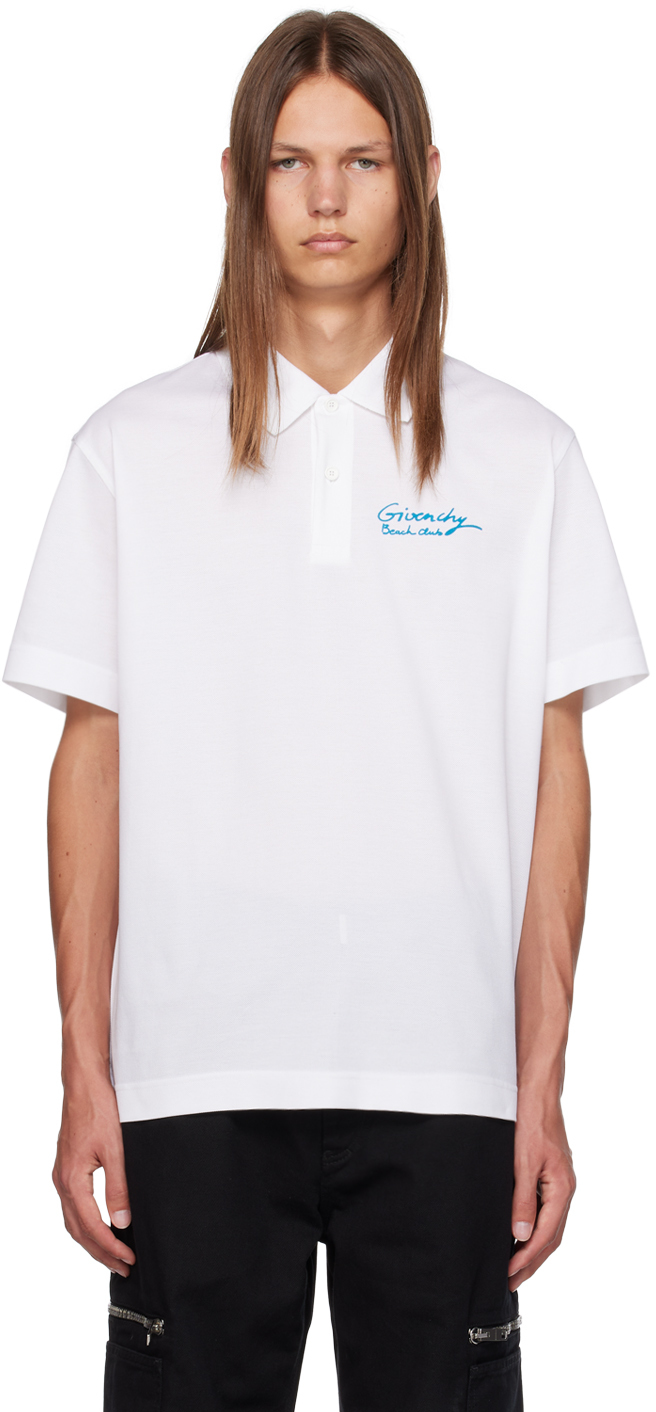 White Printed Polo