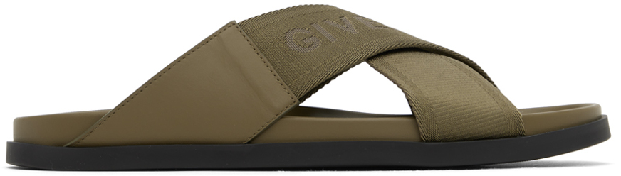 Khaki givenchy slides sale