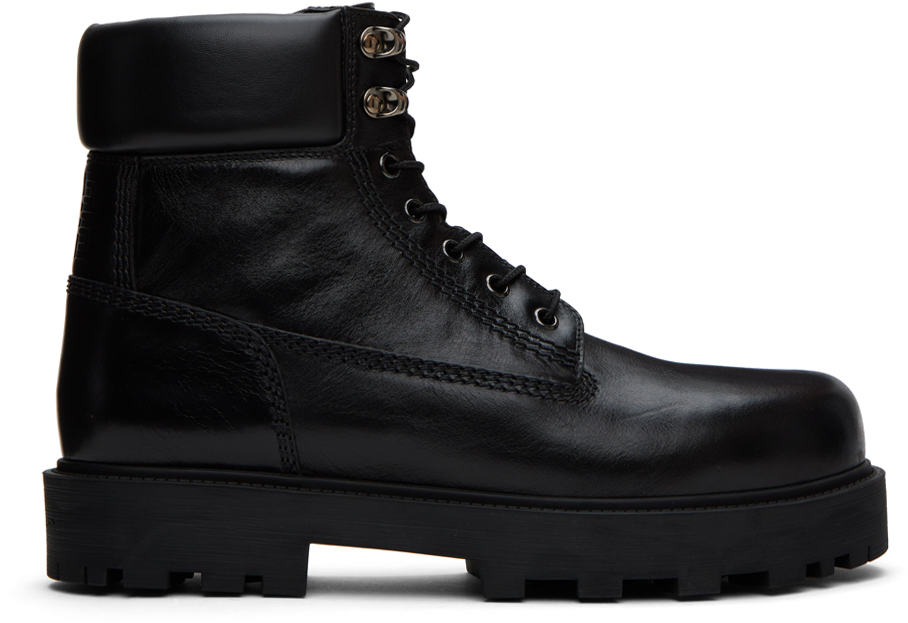 GIVENCHY BLACK SHOW LACE-UP BOOTS