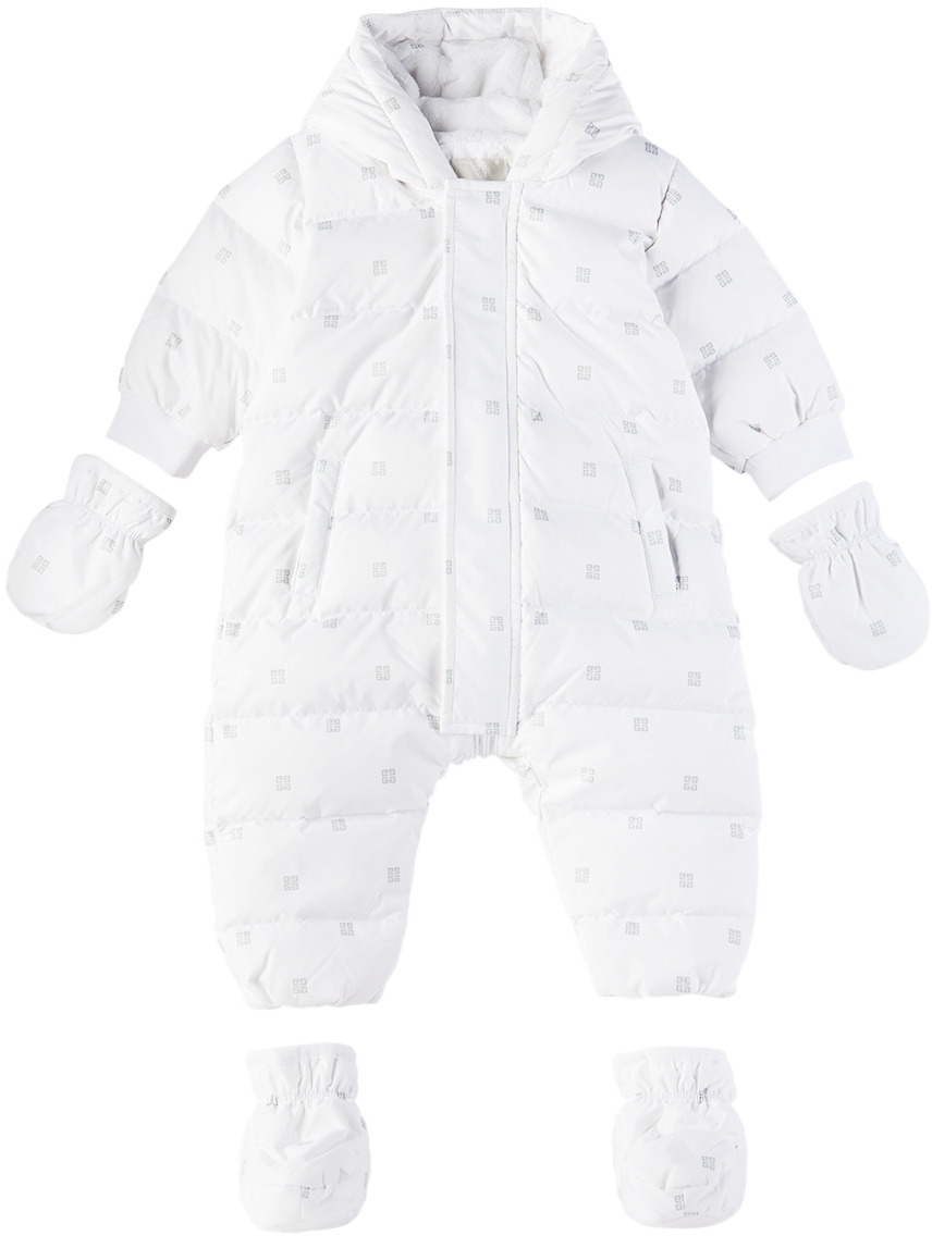 Givenchy Baby White Quilted Down Snowsuit In 10p White