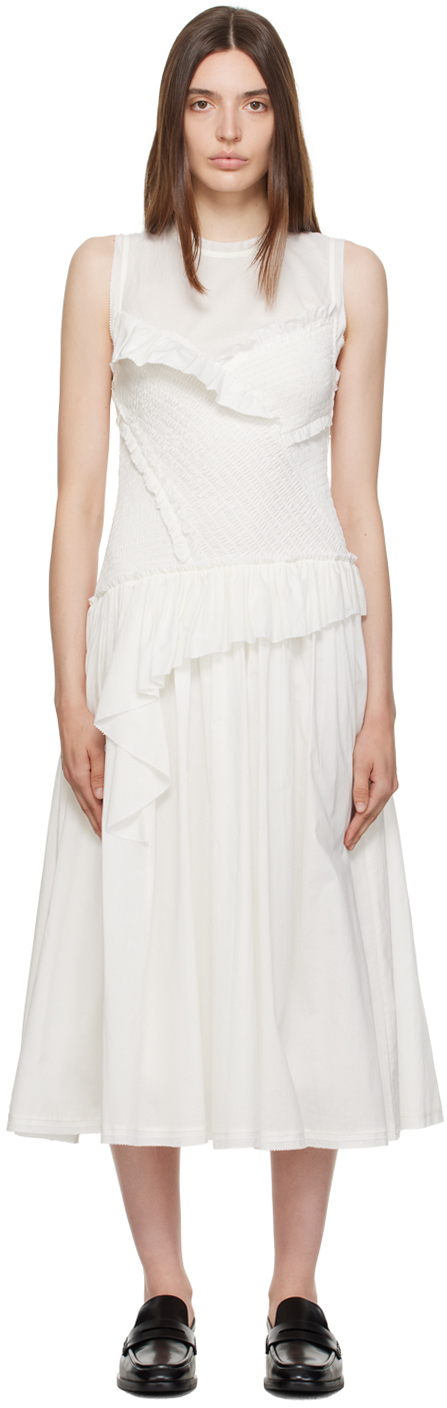 White Ruffled Midi Dress