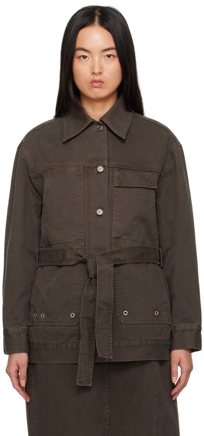 3.1 Phillip Lim / フィリップ リム Brown Belted Denim Jacket In Co202 Coffee