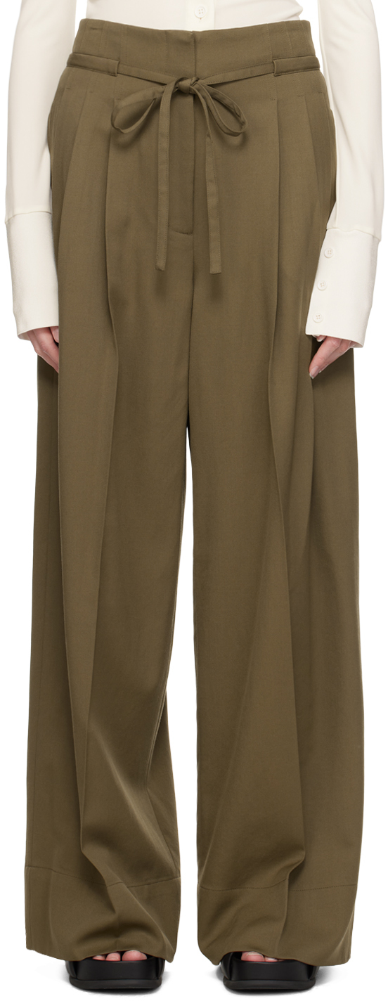 Khaki Pleated Trousers