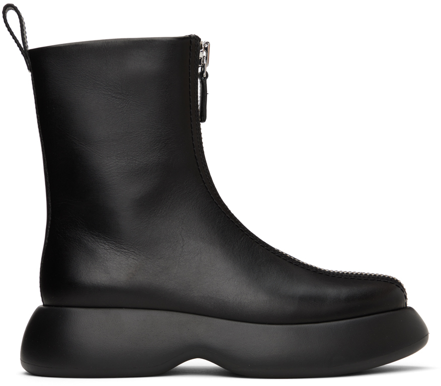 3.1 Phillip Lim Mercer Leather Zip Moto Boots In Black