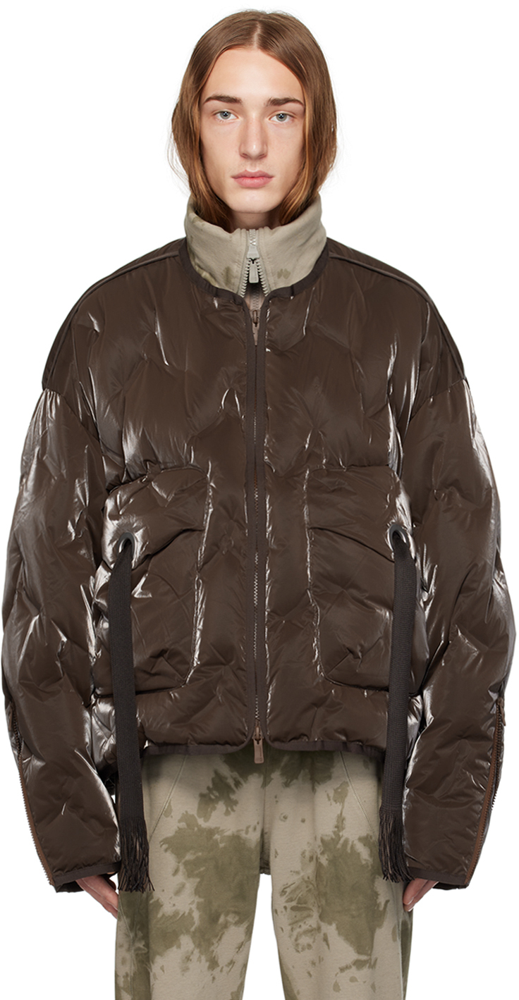 Youths in Balaclava SSENSE Exclusive Reversible Brown Logo Jacket