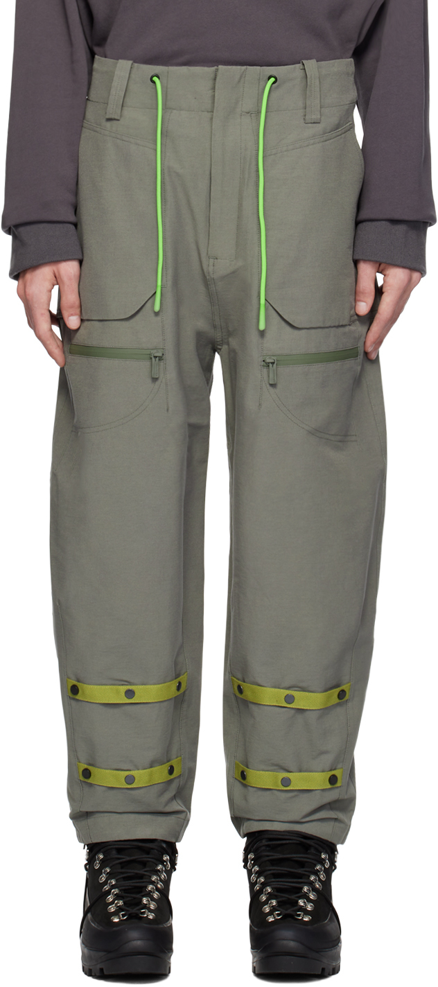 A. A. Spectrum Grey Stormers Cargo Trousers In Sage Leaf