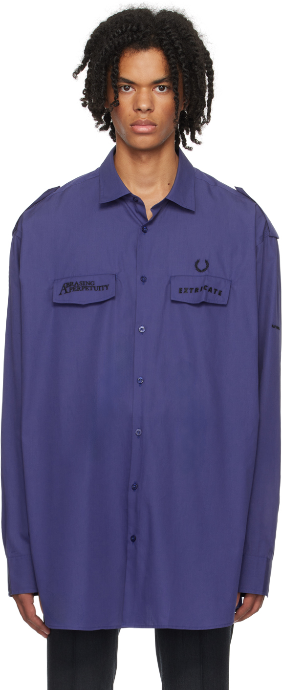 Raf Simons Blue Fred Perry Edition Shirt In 139 Royal