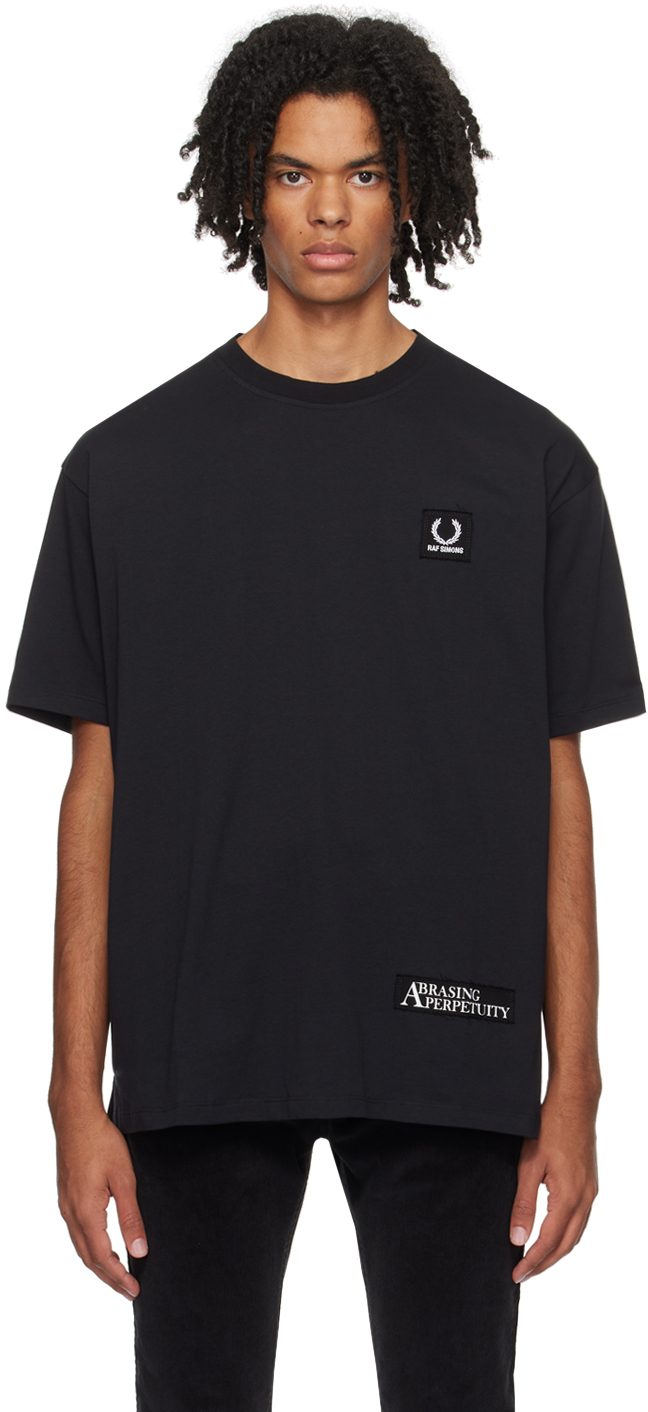 Shop Raf Simons Black Fred Perry Edition T-shirt In 102 Black