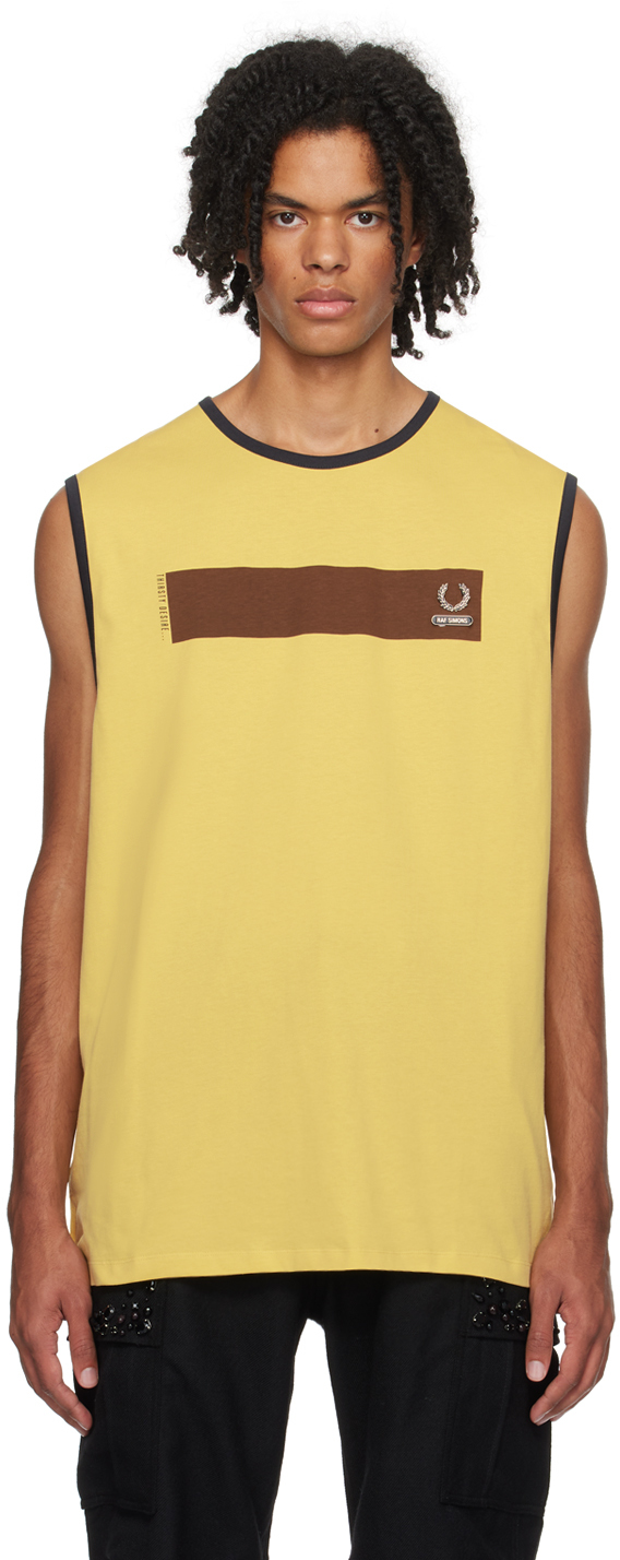 Shop Raf Simons Yellow Fred Perry Edition Tank Top In S44 Dirty Lime
