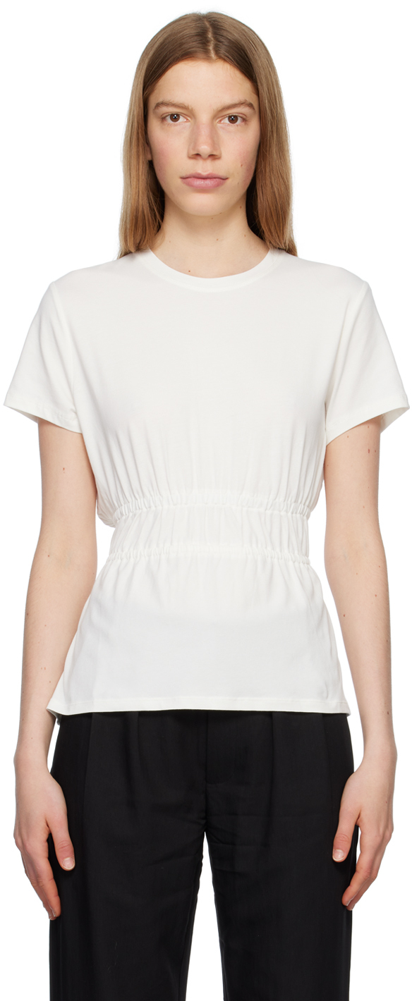Proenza Schouler Off-white  White Label Ruched T-shirt In 101 Off White