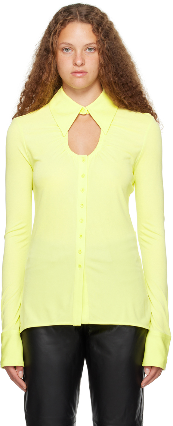 Proenza Schouler Yellow  White Label Keyhole Shirt In 320 Lime