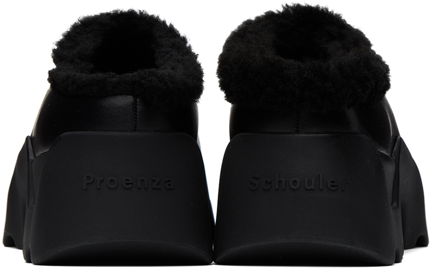 PROENZA SCHOULER BLACK STOMP SHEARLING MULES