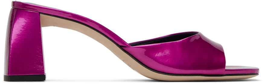 By Far Pink Romy Metallic Patent Leather Heeled Sandals In Fch Fuchsia