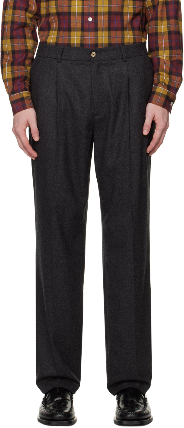 Gray One Pleat Trousers