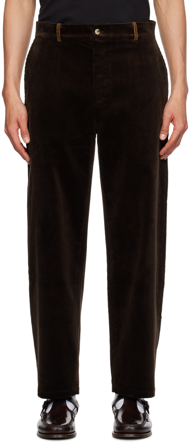 De Bonne Facture Tan & Brown Paneled Trousers In Brown And Tan