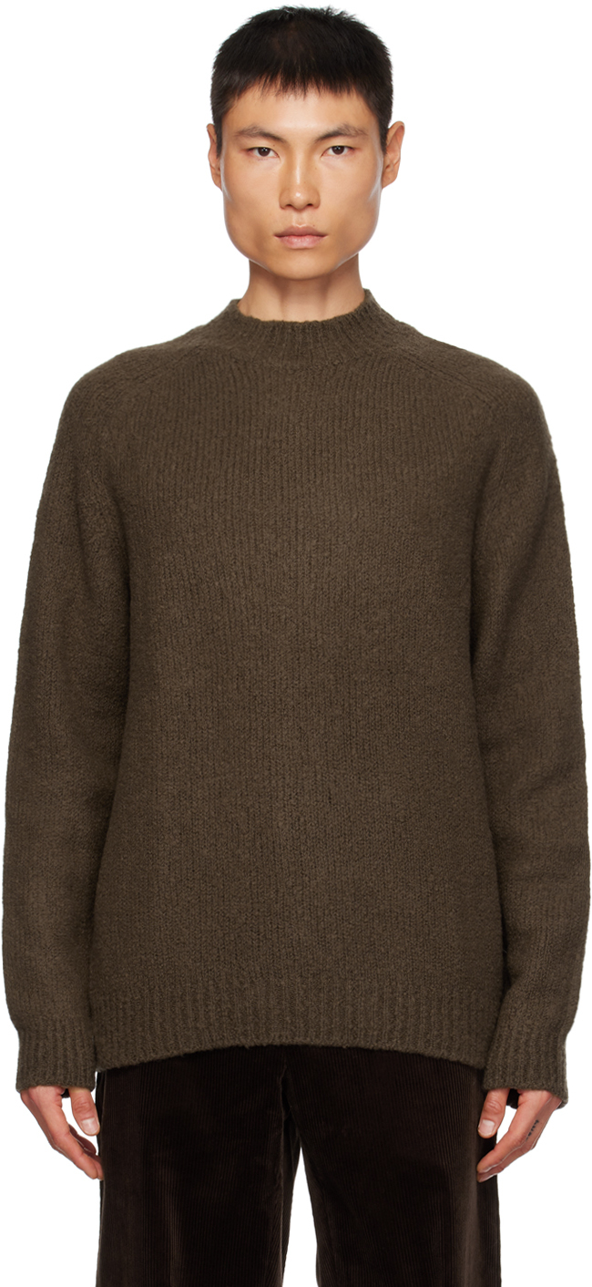 de Bonne Facture Boucle Wool Crewneck Knit Sweater - Undyed Taupe S