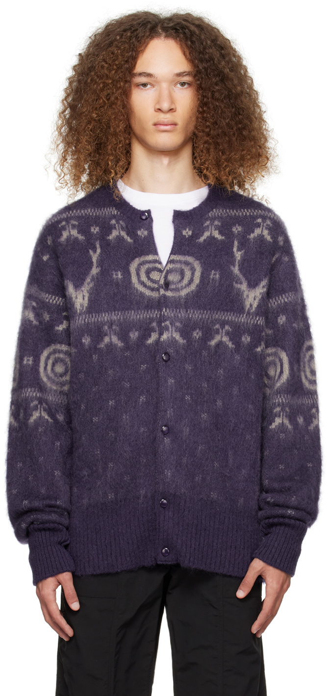 South2 West8: Purple Jacquard Cardigan | SSENSE