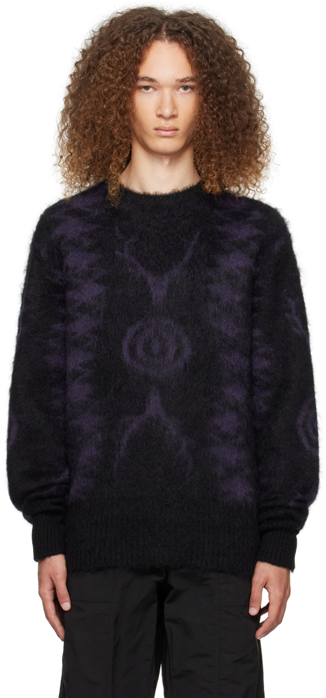 Shop South2 West8 Black & Purple Jacquard Sweater In B-black