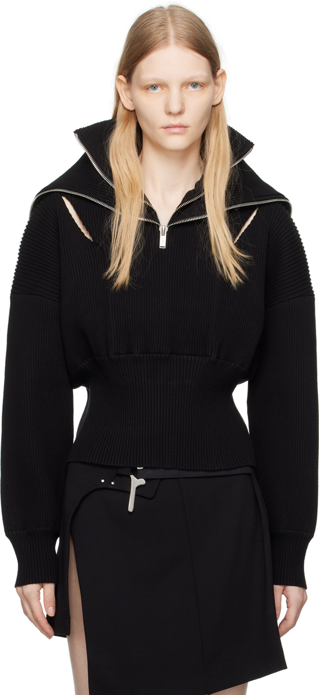 Black Double Collar Turtleneck by HELIOT EMIL on Sale