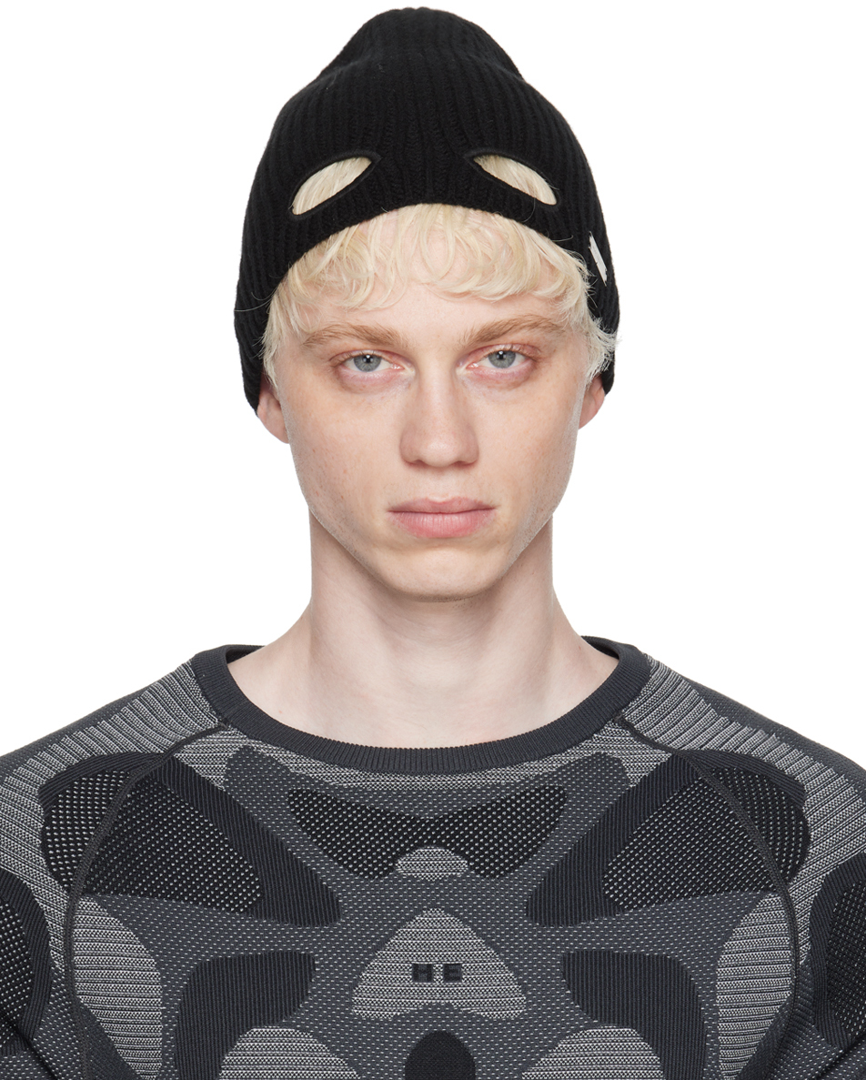 Heliot Emil Relief Eye Opening Ribbed Tuque In Black