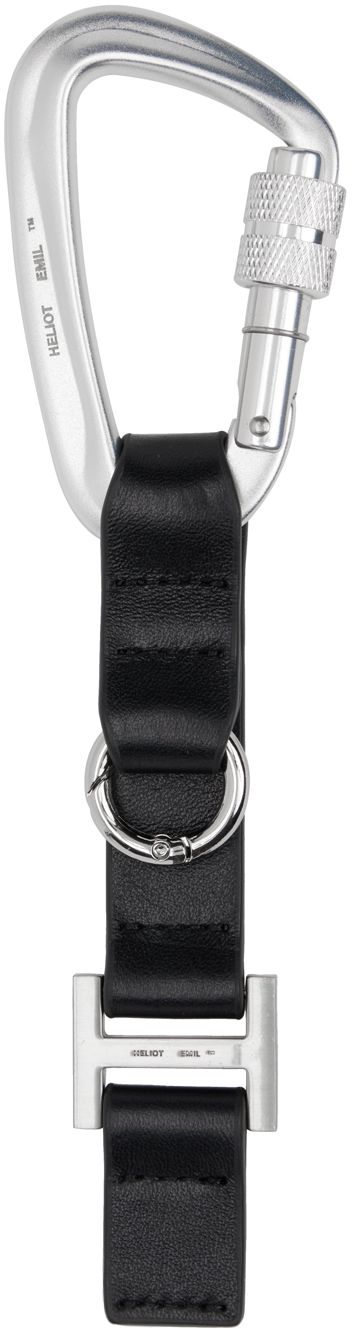 Porte-clés textile noir/tricolore 123x22mm avec mousqueton & deux