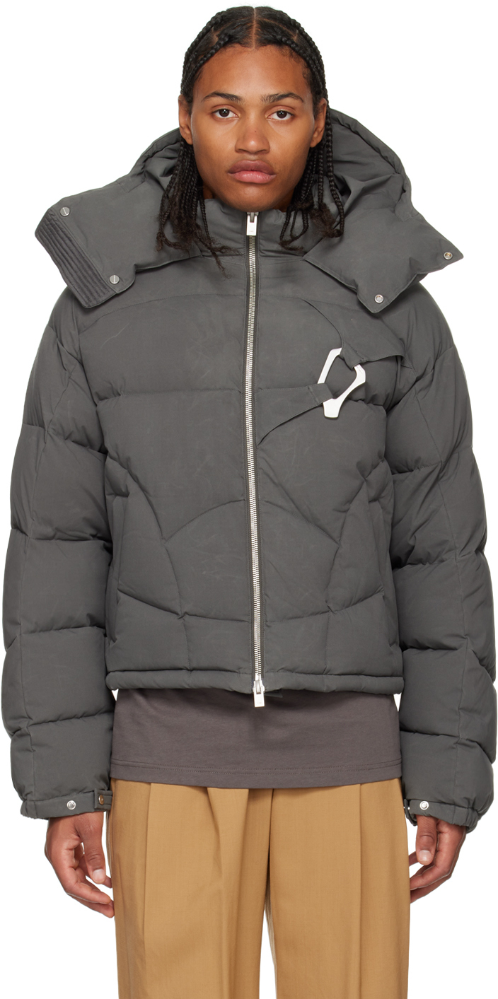 HELIOT EMIL GRAY ABSTRACT DOWN JACKET