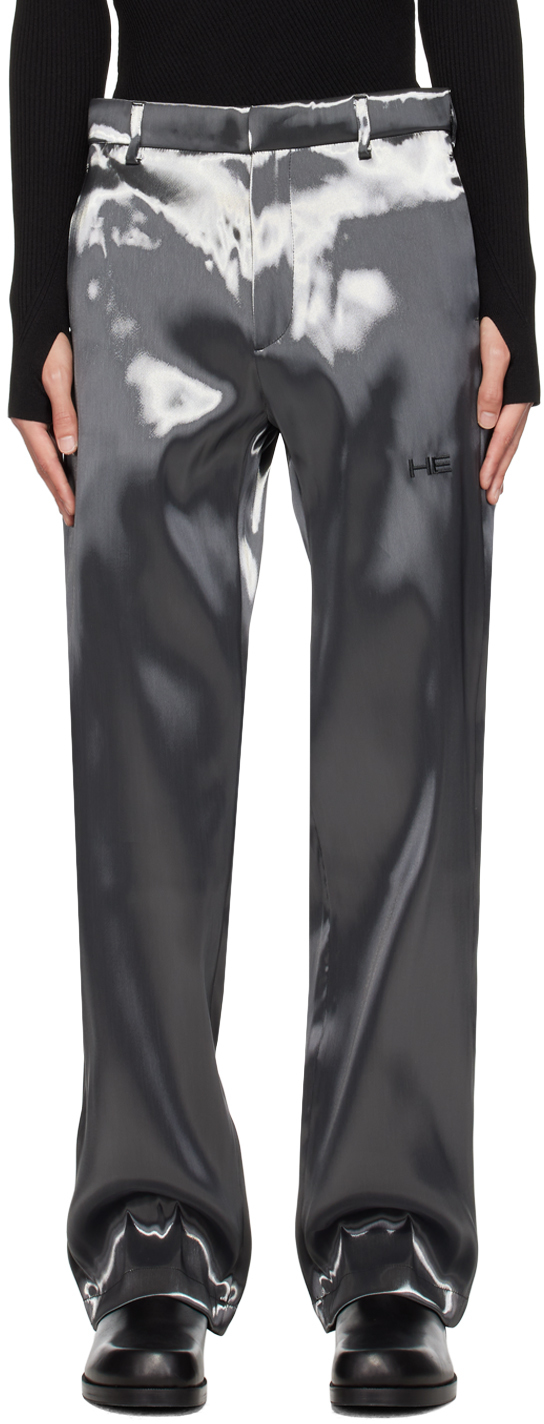 Gray Liquid Metal Trousers
