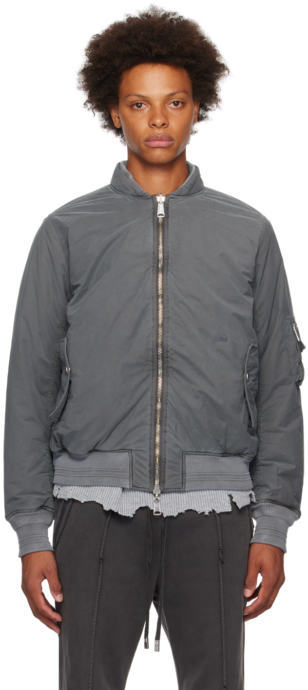 Gray Volcano Reversible Bomber Jacket