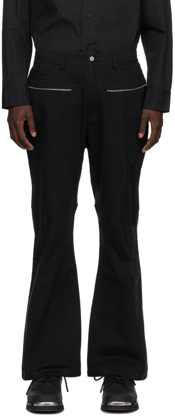 C2H4 Black 3D Cut Trousers