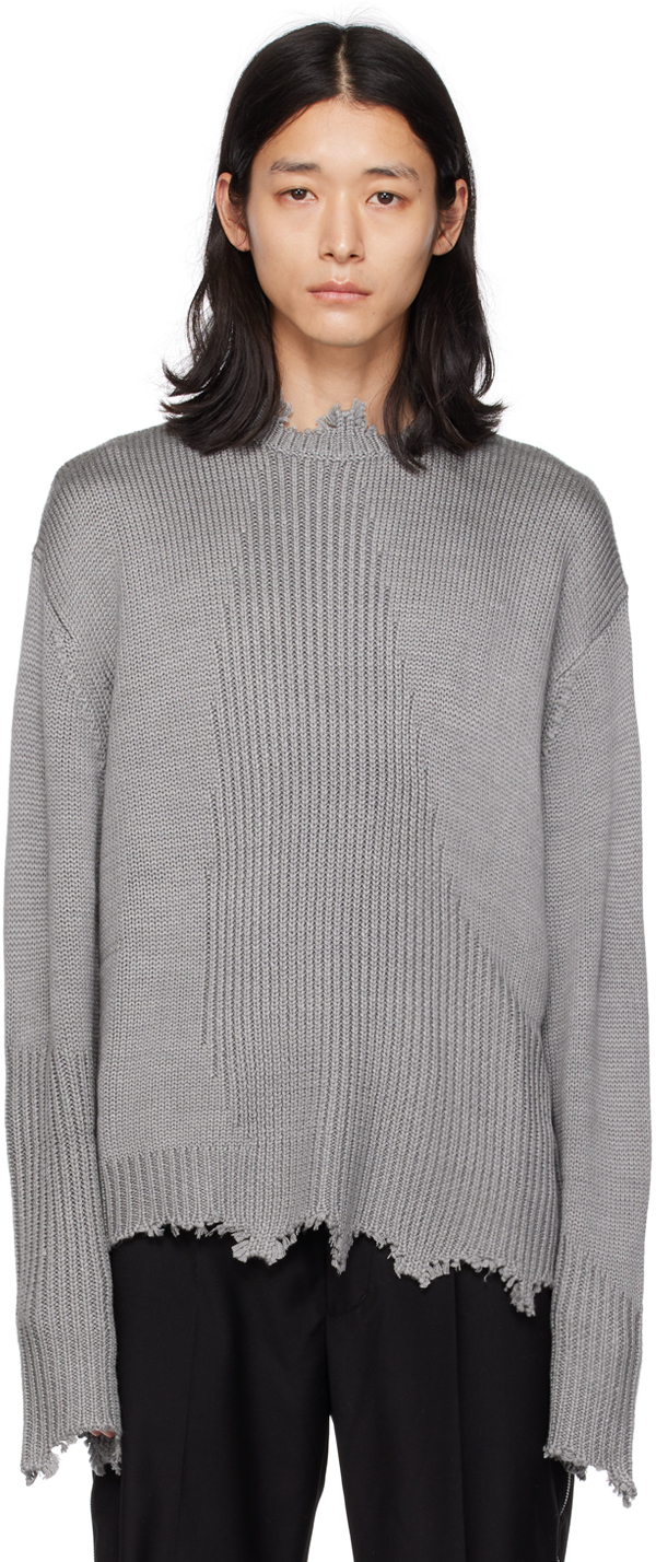 C2h4 Gray Arc Sculpture Sweater In Snowflake Gray