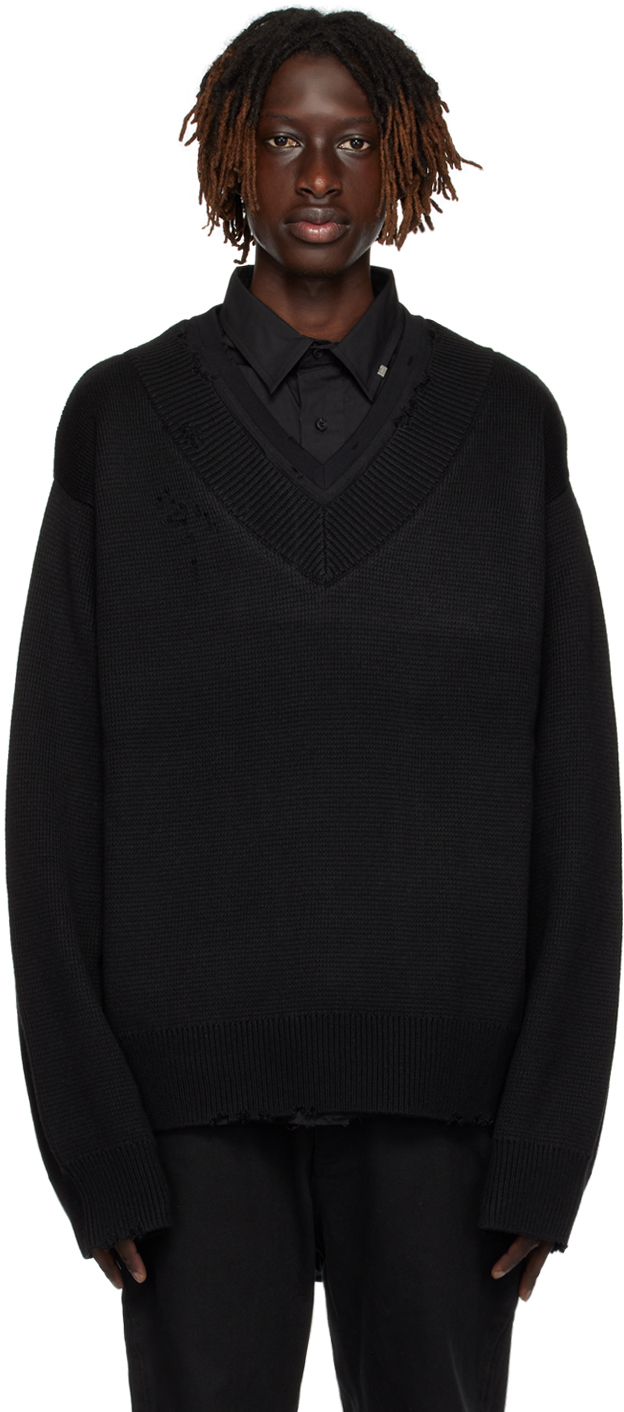 C2h4 Black Layered Sweater