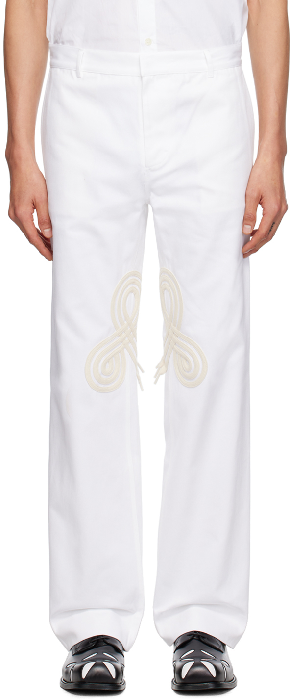 Stefan Cooke White Braided Trousers