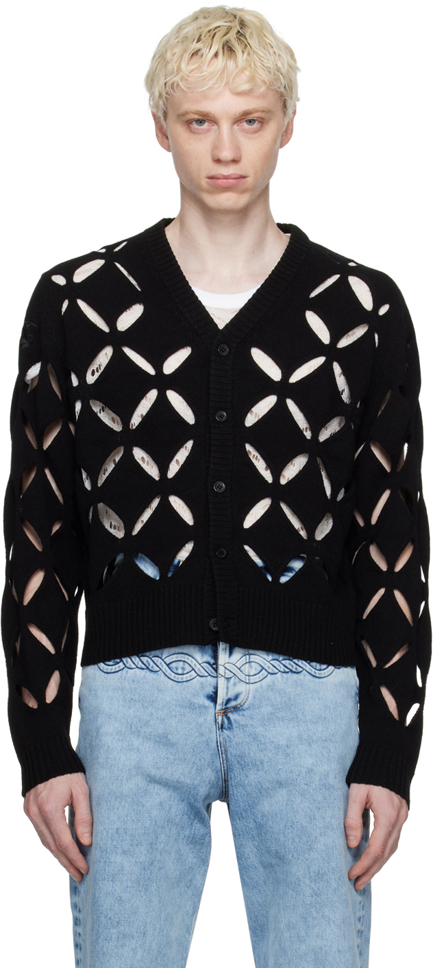 Stefan Cooke: Black Laurel Slash Cardigan | SSENSE UK