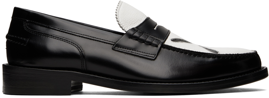 Black & White Slashed Loafers