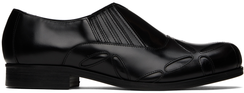 Stefan Cooke Black Slashed Loafers In Black Black