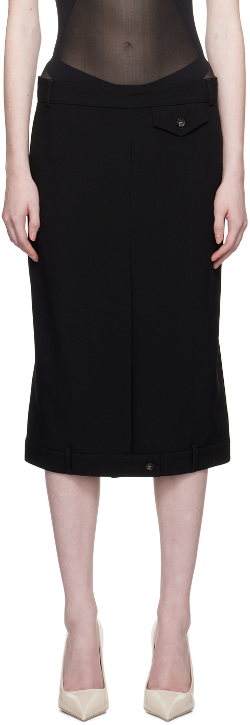 Black Mirror-Image Midi Skirt