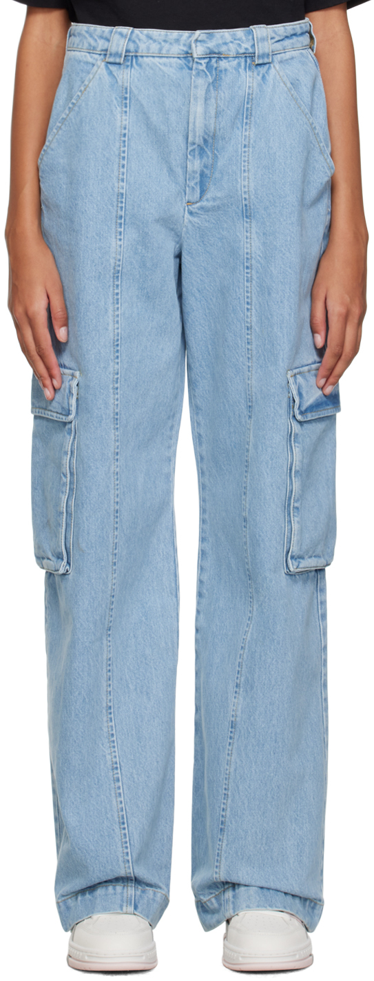 Axel Arigato Blue Patch Cargo Jeans In Light Blue