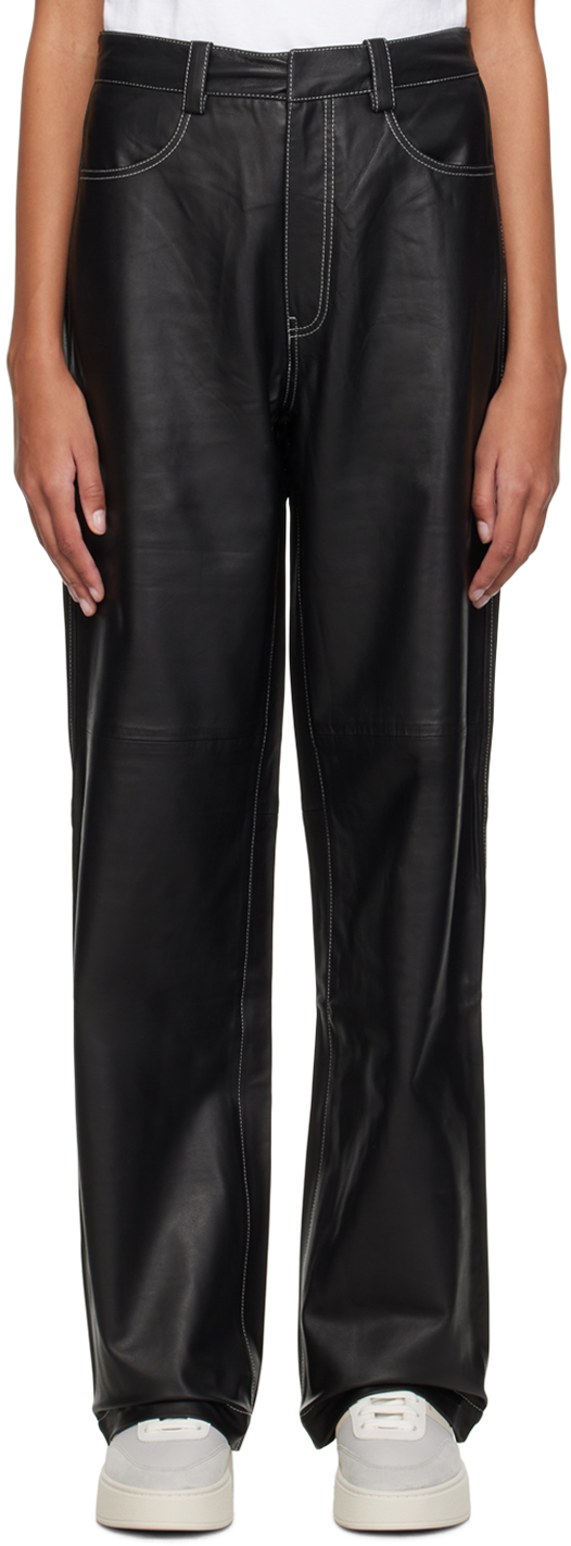 Shop Axel Arigato Black Spencer Leather Pants