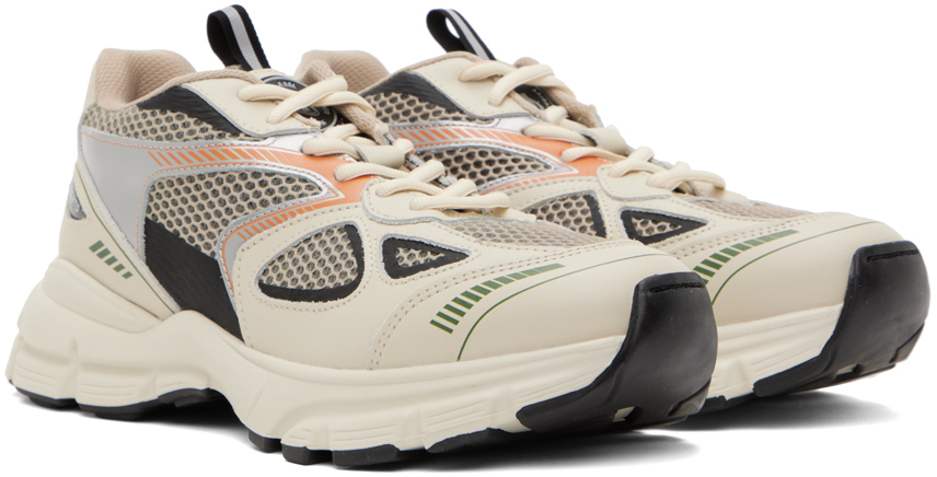 Axel Arigato Marathon Runner Leather And Mesh Sneakers In Cremino/kale Green