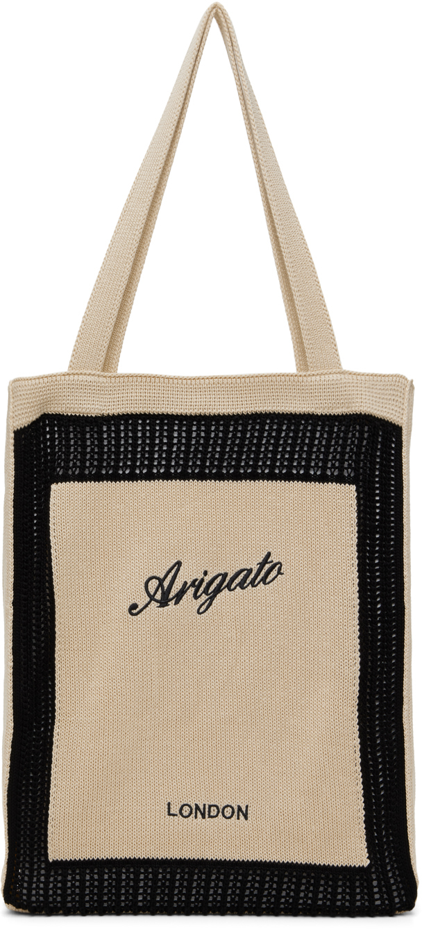 Axel Arigato Logo-embroidered Cotton Tote Bag In Black / Beige