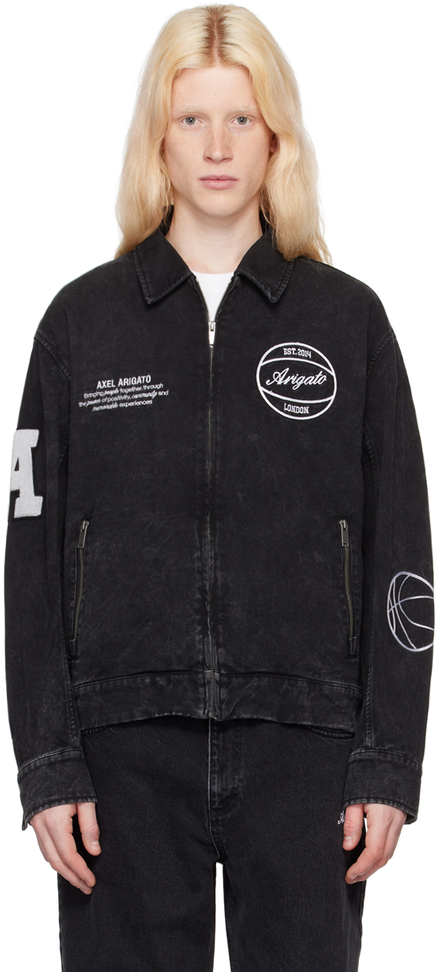 Axel Arigato Black Chip Denim Jacket In Washed Black