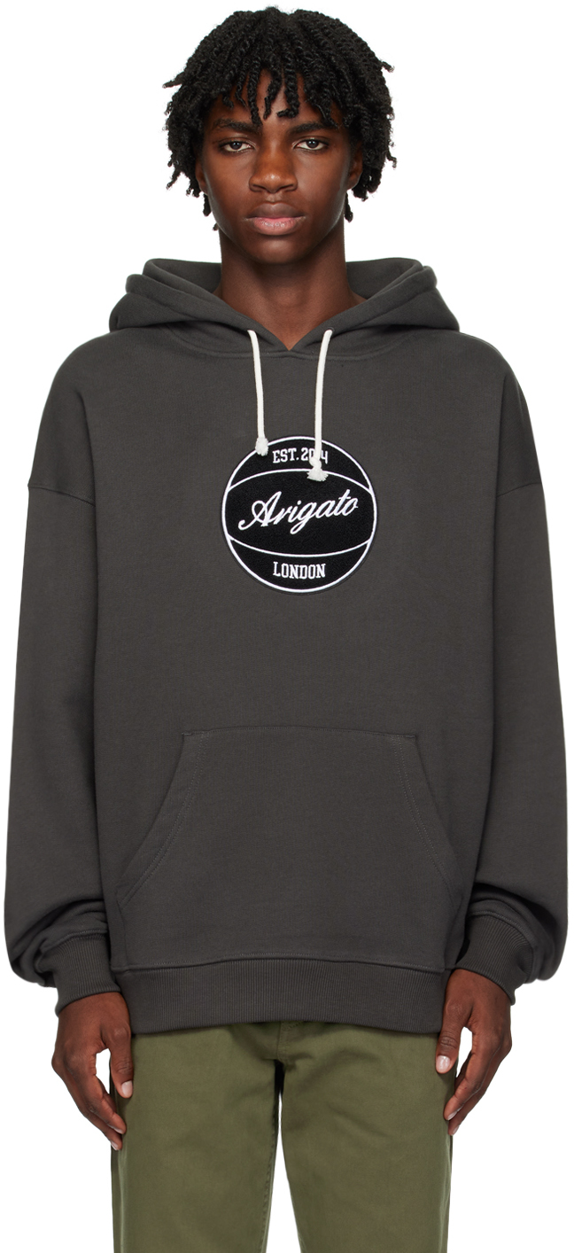 Shop Axel Arigato Gray Dunk Hoodie In Faded Black