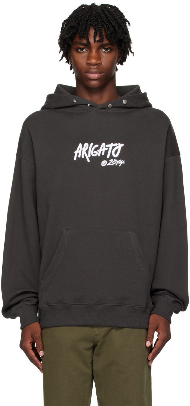 Shop Axel Arigato Gray Tag Hoodie In Faded Black